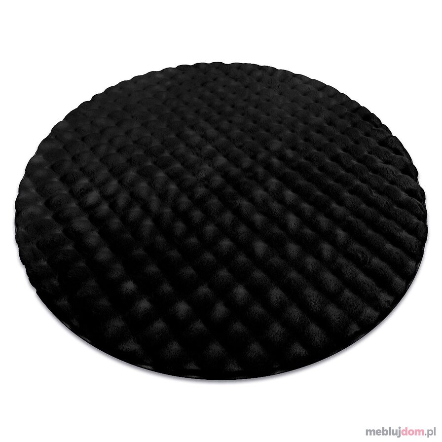 Dywan BUBBLE koło czarny 25 IMITACJA FUTRA KRÓLIKA strukturalny 3D
