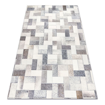 Dywan PATCHWORK 21723 szary - Skóra bydlęca, Deski 