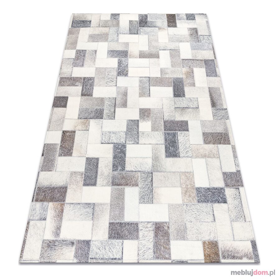 Dywan PATCHWORK 21723 szary - Skóra bydlęca, Deski 