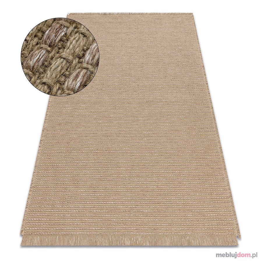 Dywan JUTE 3652 ciemny beż jednolity - jutowy, płaskotkany, frędzle