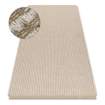 Dywan JUTE 3650 krem / beż linie - jutowy, płaskotkany, frędzle