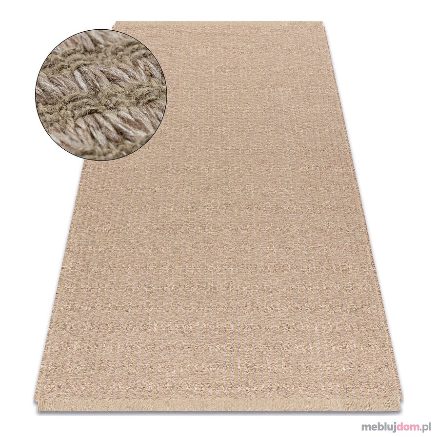 Dywan JUTE 3650 beż linie - jutowy, płaskotkany, frędzle
