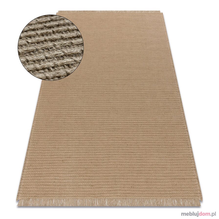 Dywan JUTE 3651 ciemny beż jednolity - jutowy, płaskotkany, frędzle