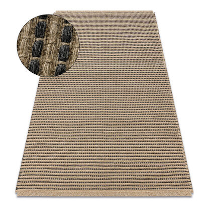 Dywan JUTE 3652 czarny / beż linie - jutowy, płaskotkany, frędzle
