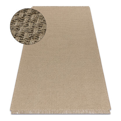 Dywan JUTE 3731 ciemny beż jednolity - jutowy, płaskotkany, frędzle