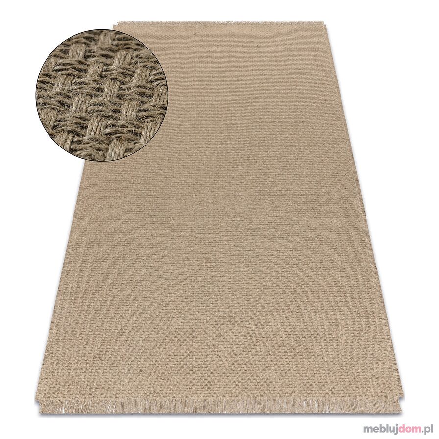 Dywan JUTE 3731 ciemny beż jednolity - jutowy, płaskotkany, frędzle