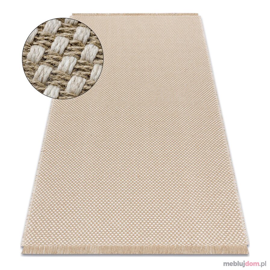 Dywan JUTE 3731 krem / beż - jutowy, płaskotkany, frędzle