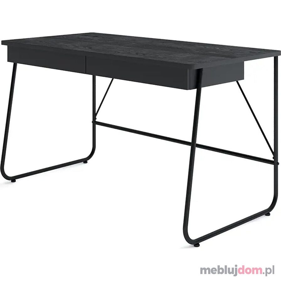 Czarne biurko MATCH MB-01 z szufladami na metalowych nogach
