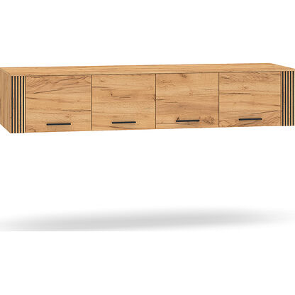 Czterodrzwiowa nadstawka URSO 10 do szafy URSO 01 w odcieniu dębu craft złotego z czarnymi detalami