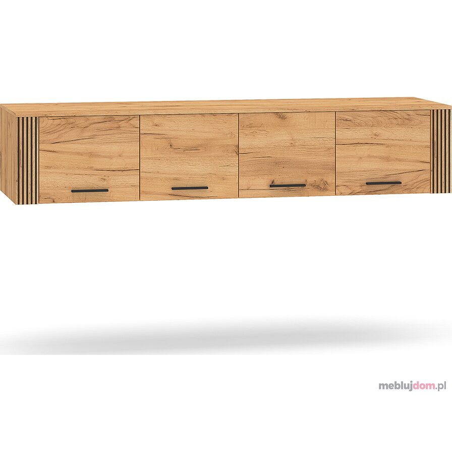 Czterodrzwiowa nadstawka URSO 10 do szafy URSO 01 w odcieniu dębu craft złotego z czarnymi detalami