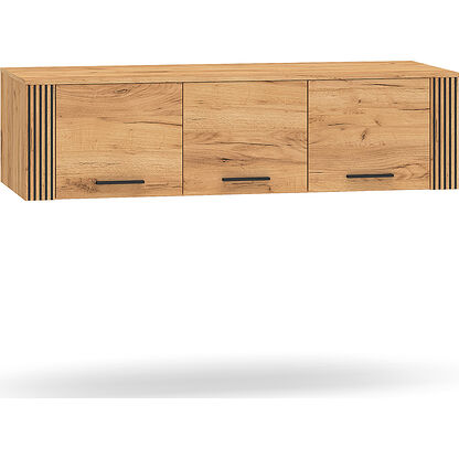 Trzydrzwiowa nadstawka URSO 11 do szafy URSO 02 w odcieniu dębu craft złotego z czarnymi detalami