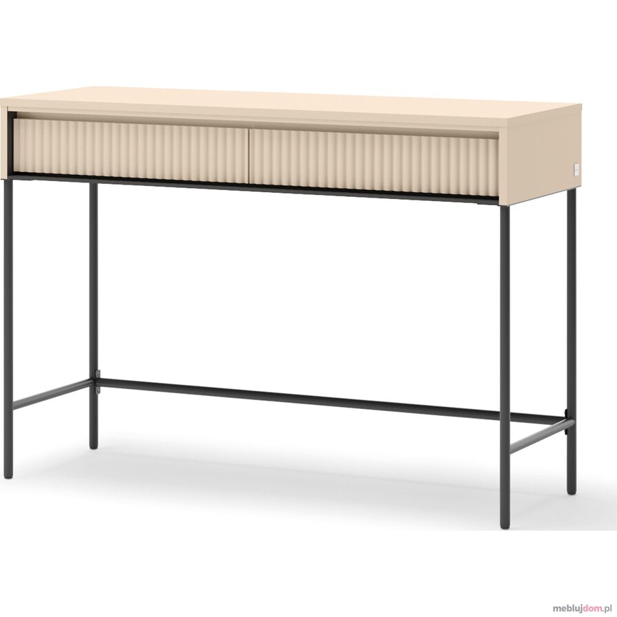 Toaletka TREND TS-09 w odcieniu beżu piaskowego z szuflady zdobiona ryflowaniem wyposażona w oświetlenie led