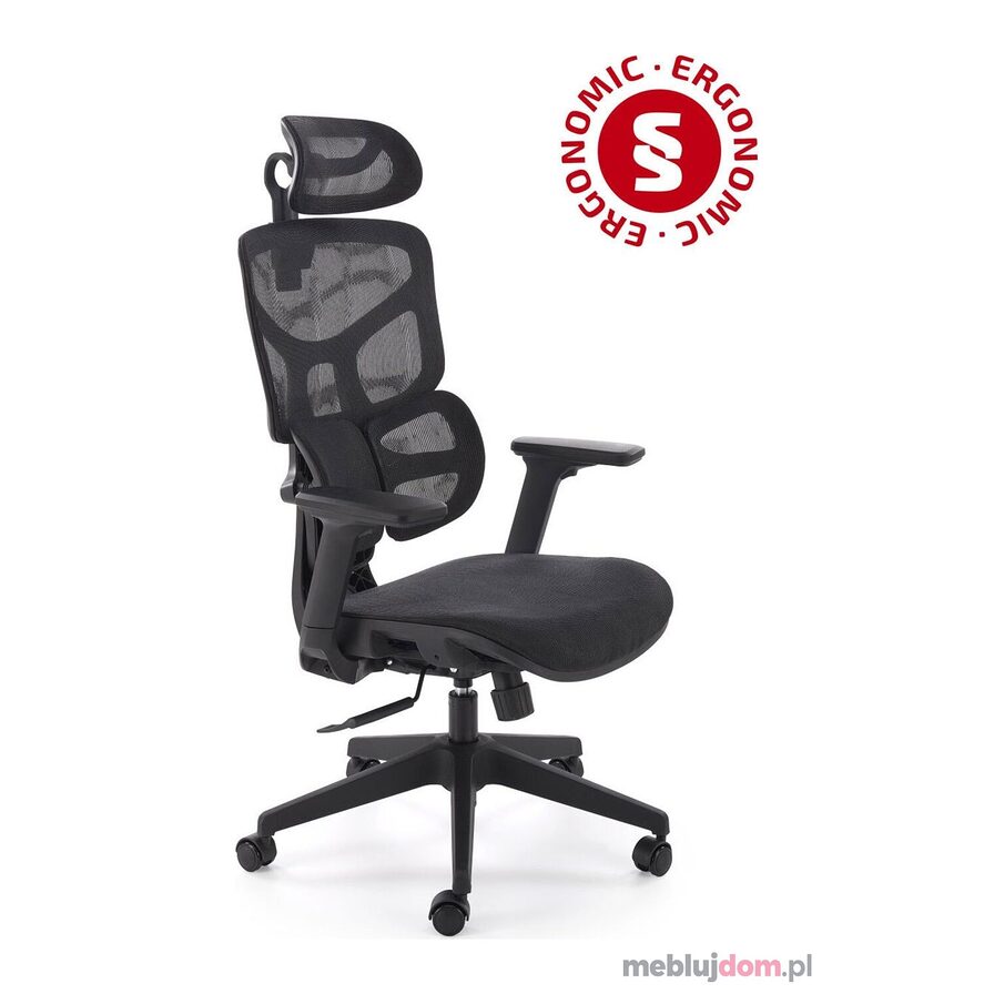 Fotel obrotowy ergonomiczny MACAR z regulowanymi podłokietnikami, zagłówkiem i wysokością oparcia