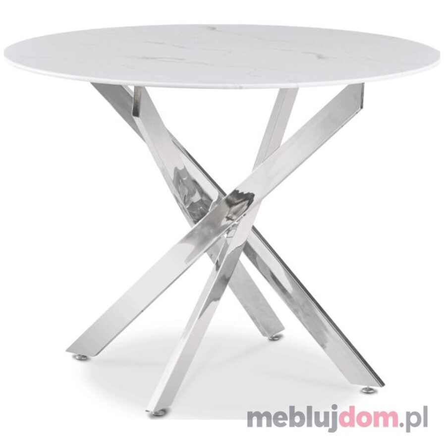 Stół w stylu glamour z chromowanym stelażem SOUL Biały marmur