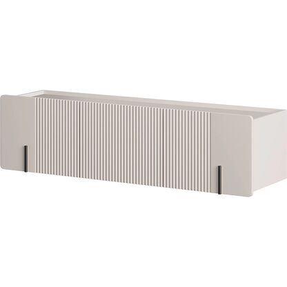 Szafka RTV wisząca MALMI 2 150 w odcieniu kaszmiru, zdobiona ryflowaniem z czarnymi detalami