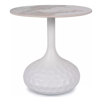 Okrągła ceramiczna ława SALO B Signal na białej metalowej podstawie