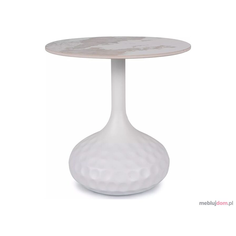 Okrągła ceramiczna ława SALO B Signal na białej metalowej podstawie