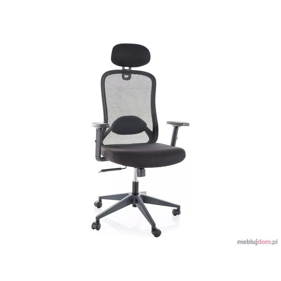 Czarny fotel obrotowy Q-050 Signal z regulowanymi podłokietnikami, zagłówkiem