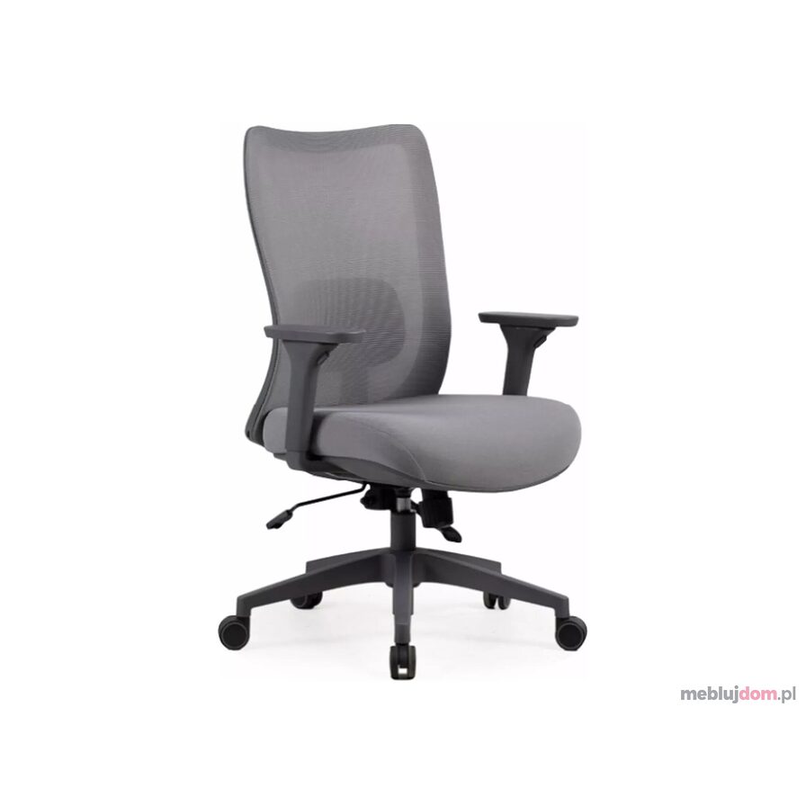 Szary fotel ergonomiczny Q-724 Signal z regulowanymi podłokietnikami i punktem podparcia lędźwi