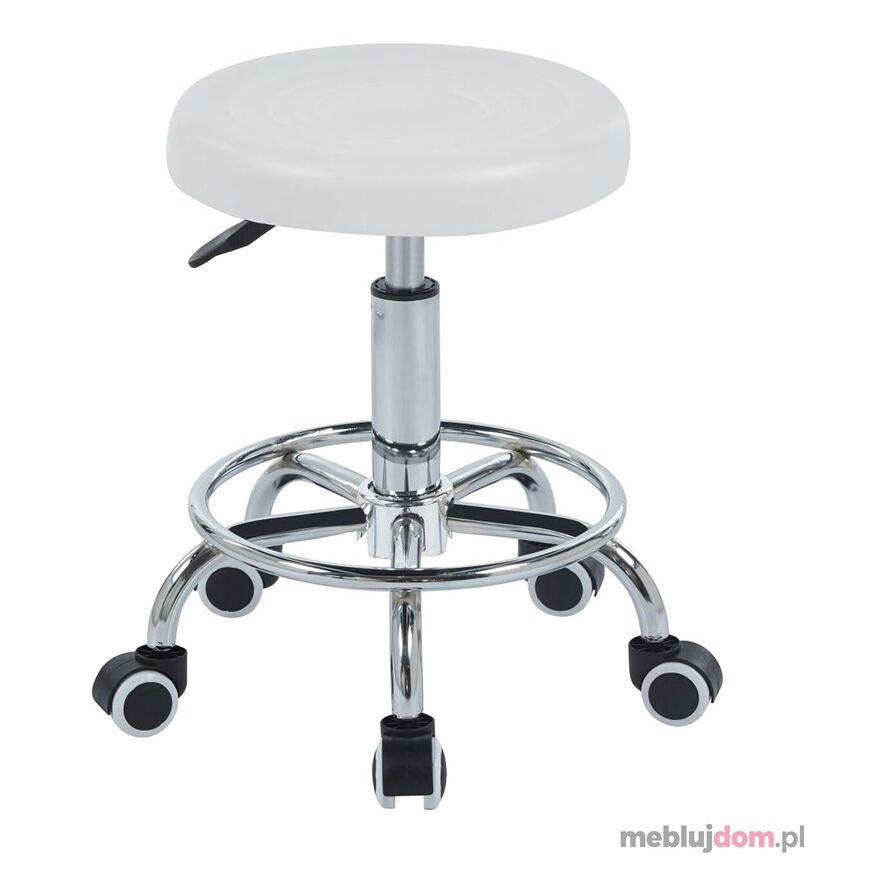 Biały mobilny taboret TB1-FX