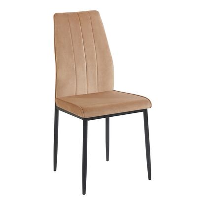 Krzesło K12-FX VELVET w odcieniu cappuccino na czarnych metalowych nogach