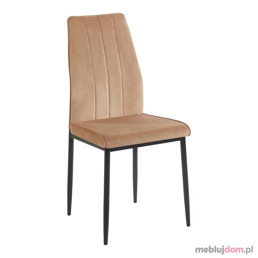 Krzesło K12-FX VELVET w odcieniu cappuccino na czarnych metalowych nogach