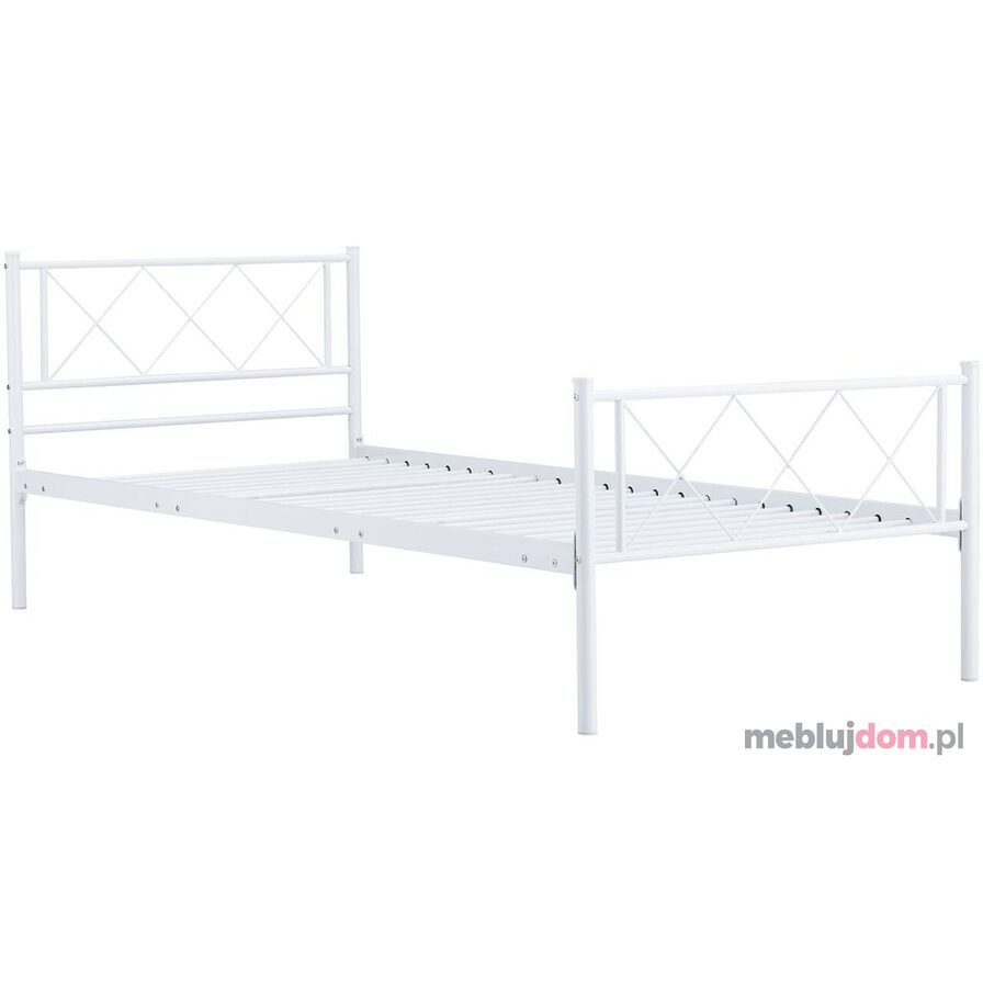 Białe łóżko metalowe MBD9216 90x200