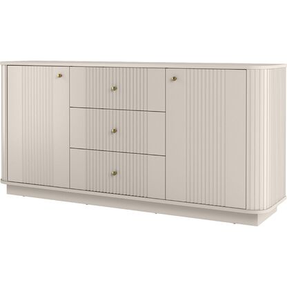 Komoda w kolorze kaszmir na cokole VESPER 3 GOLD 160 2D3SZ złote uchwyty