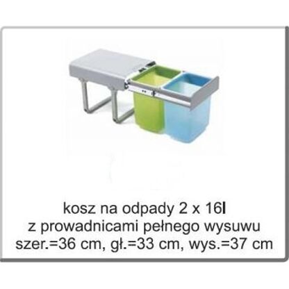 Kosz na odpady 2x16L KAM Meble