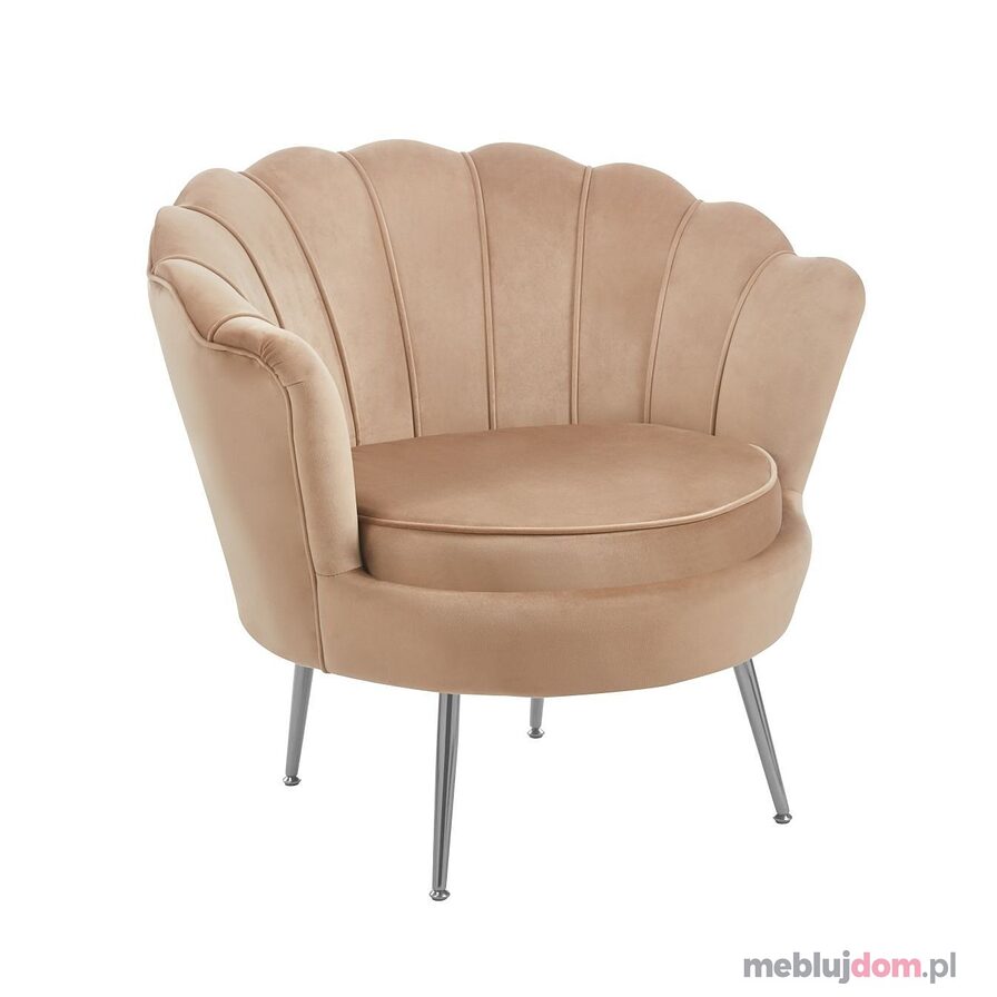 Fotel LC-032-1 S w odcieniu cappuccino na srebrnych chromowanych nogach 