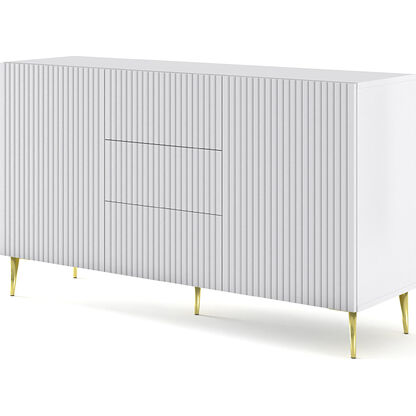 Biała komoda CARISMA STRAMP GOLD LEGS B 150 2D3S na złotych nogach