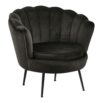 Fotel LC-032-1 BLACK tapicerowany tkaniną velvet w czarnym odcieniu na czarnych nóżkach