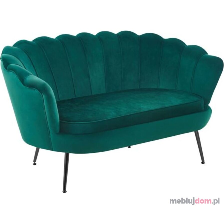 Sofa SF1-FX w kształcie muszelki zielona na metalowych czarnych nogach