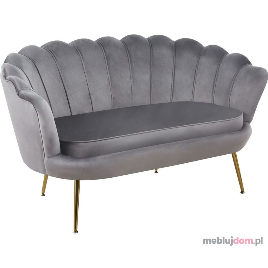 Sofa SF1-FX w kształcie muszelki szara na metalowych złotych nogach
