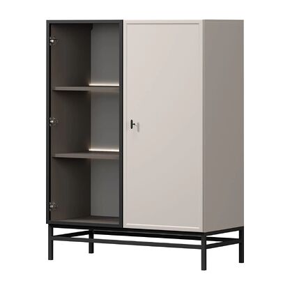 Witryna LORINI 100 w odcieniu kaszmir na stelażu z czarnym uchwytem T-bar
