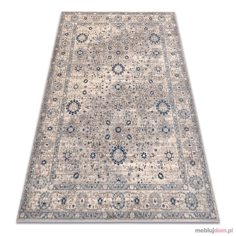 Dywan NAIN Ornament, ramka 7586/51635 beż / niebieski