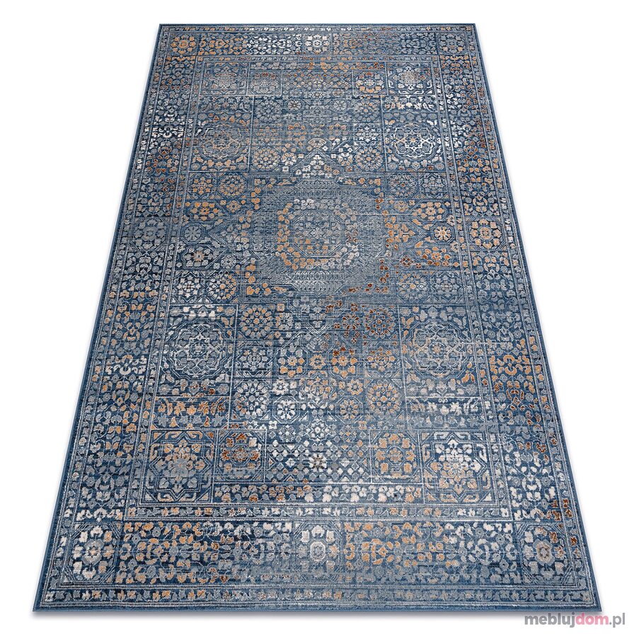 Dywan NAIN Ornament, vintage 7708/51611 niebieski / pomarańczowy
