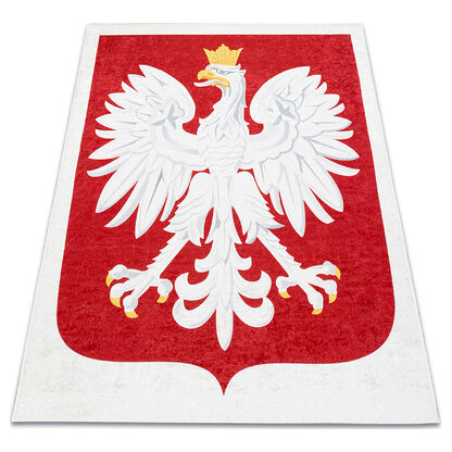 Dywan do prania ANDRE 2309 Godło polskie, Polska antypoślizgowy - biały / czerwony