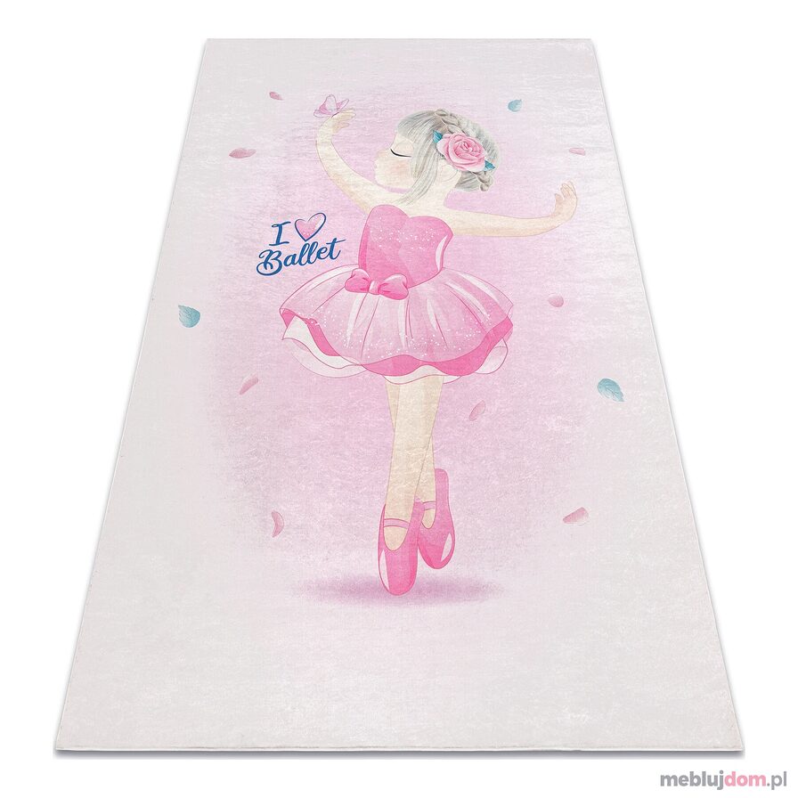 Dywan do prania BAMBINO 42830 Balerina dla dzieci, antypoślizgowy - różowy