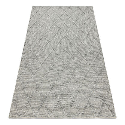 Dywan wełniany TAHAR 99001G szary - RĘCZNIE TKANY pętęlkowy, Romby, boho