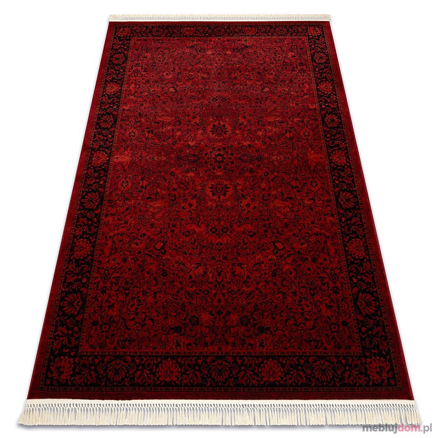 Dywan ORIENT 5125 bordo / czarny Ramka, klasyczny, ornament, z frędzlami 
