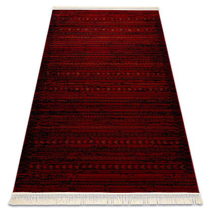 Dywan ORIENT 5820 bordo / czarny Orientalny, pasy z frędzlami 