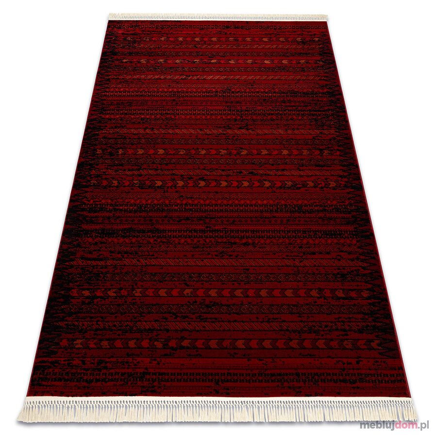 Dywan ORIENT 5820 bordo / czarny Orientalny, pasy z frędzlami 