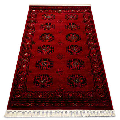 Dywan ORIENT 6871 bordo / czarny Ramka, klasyczny, ornament, z frędzlami 