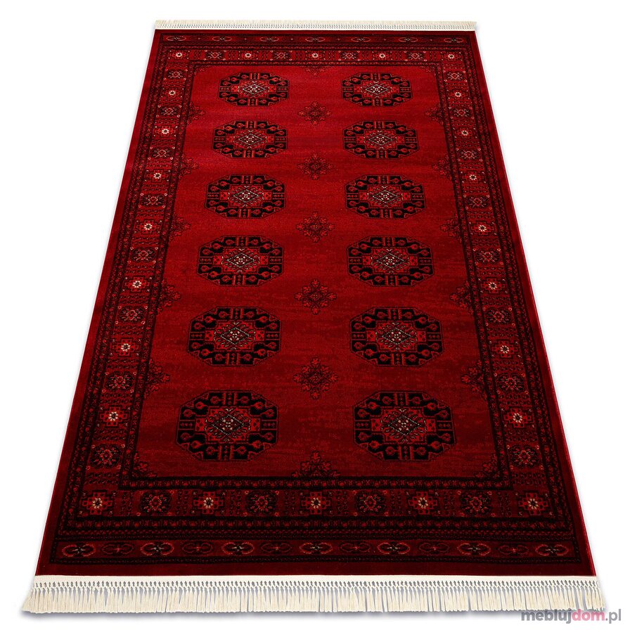 Dywan ORIENT 6871 bordo / czarny Ramka, klasyczny, ornament, z frędzlami 