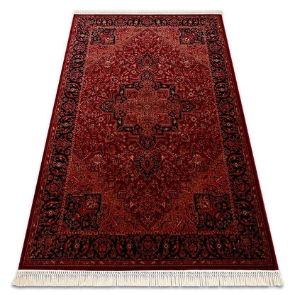 Dywan ORIENT Y307 bordo / czarny Ramka, klasyczny, ornament, z frędzlami 