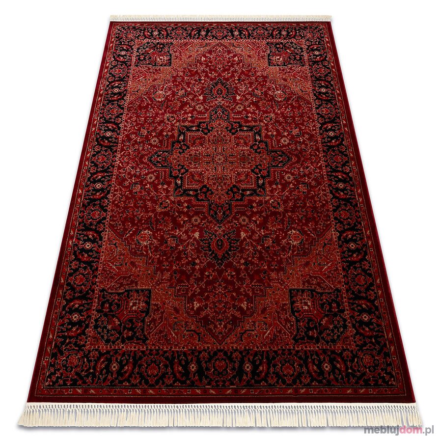 Dywan ORIENT Y307 bordo / czarny Ramka, klasyczny, ornament, z frędzlami 