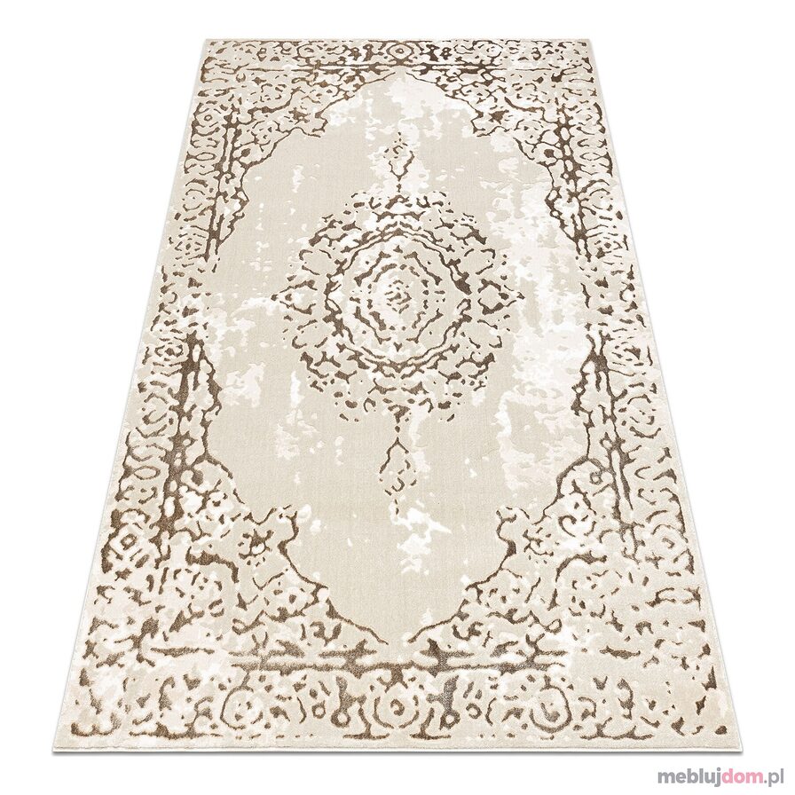 Dywan ALLURE 1961 Ornament, ramka - Strukturalny, stylowy, glamour krem / złoty