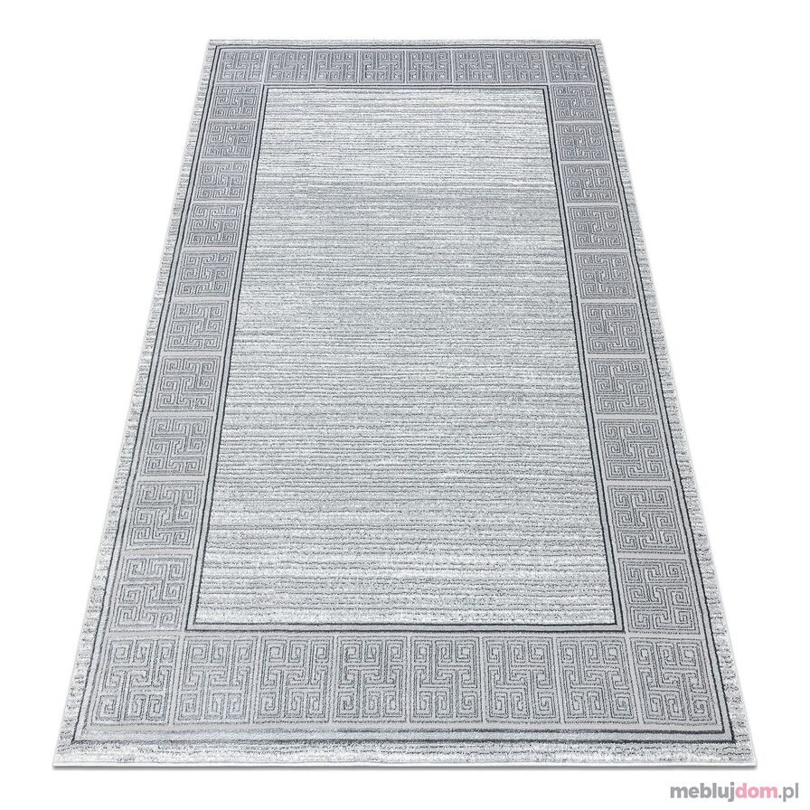 Dywan ALLURE 8783 Grecki klucz, ramka - Strukturalny, stylowy, glamour jasnoszary / biały