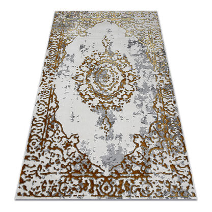 Dywan ALLURE 1961 Ornament, ramka - Strukturalny, stylowy, glamour złoty / biały 